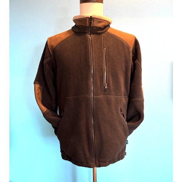 KUHL Heavy Fleece Jacket Full Zipper 3 Zip Pockets Faux Leather Trim - Picture 4 of 6